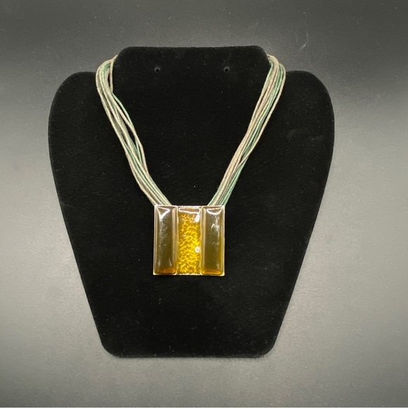 LBMDJ Enameled Green Corded Necklace Boho Style - Picture 1 of 10